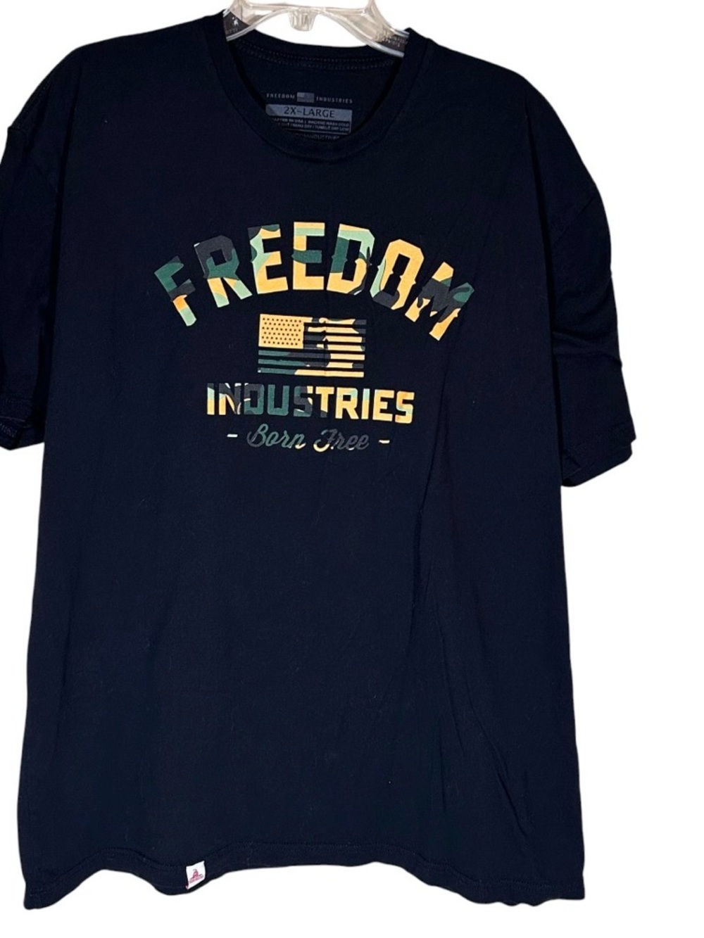 Freedom Industries Born Free Black American Flag t shirt men’s size 2XL